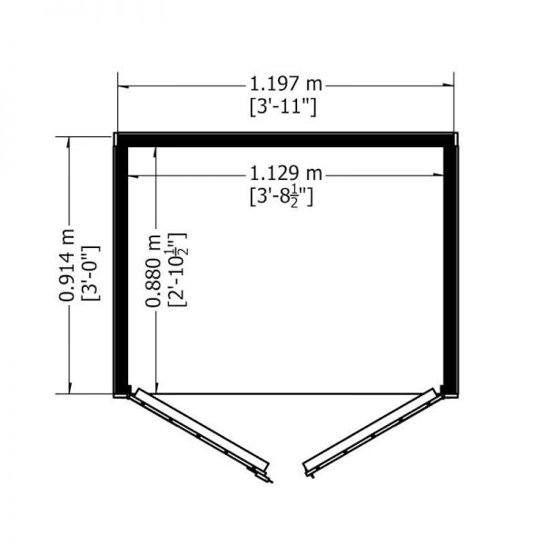 Shire Pressure Treated Value Overlap Windowless Shed 4x3 with Double Doors