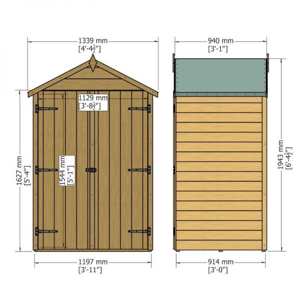 Shire Pressure Treated Value Overlap Windowless Shed 4x3 with Double Doors