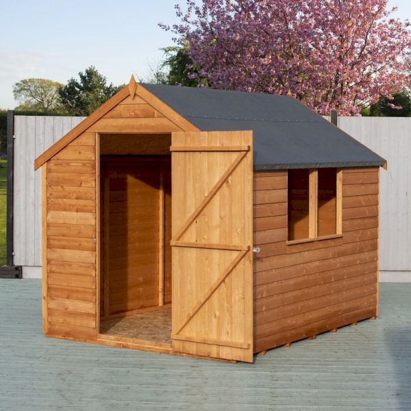 shire value overlap apex shed 8x6 with windows - one garden