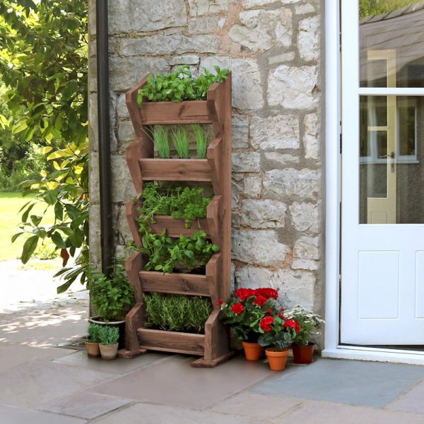 Zest Tall Vertical Herb Stand - Brown