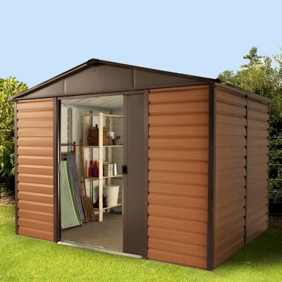 yardmaster woodgrain shiplap 1012wgl metal shed 12x10